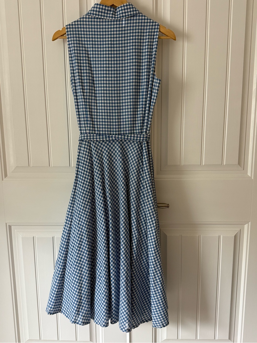 Chetta B Blue Gingham Midi Shirt Dress with Tie Waist - Picture 4 of 6